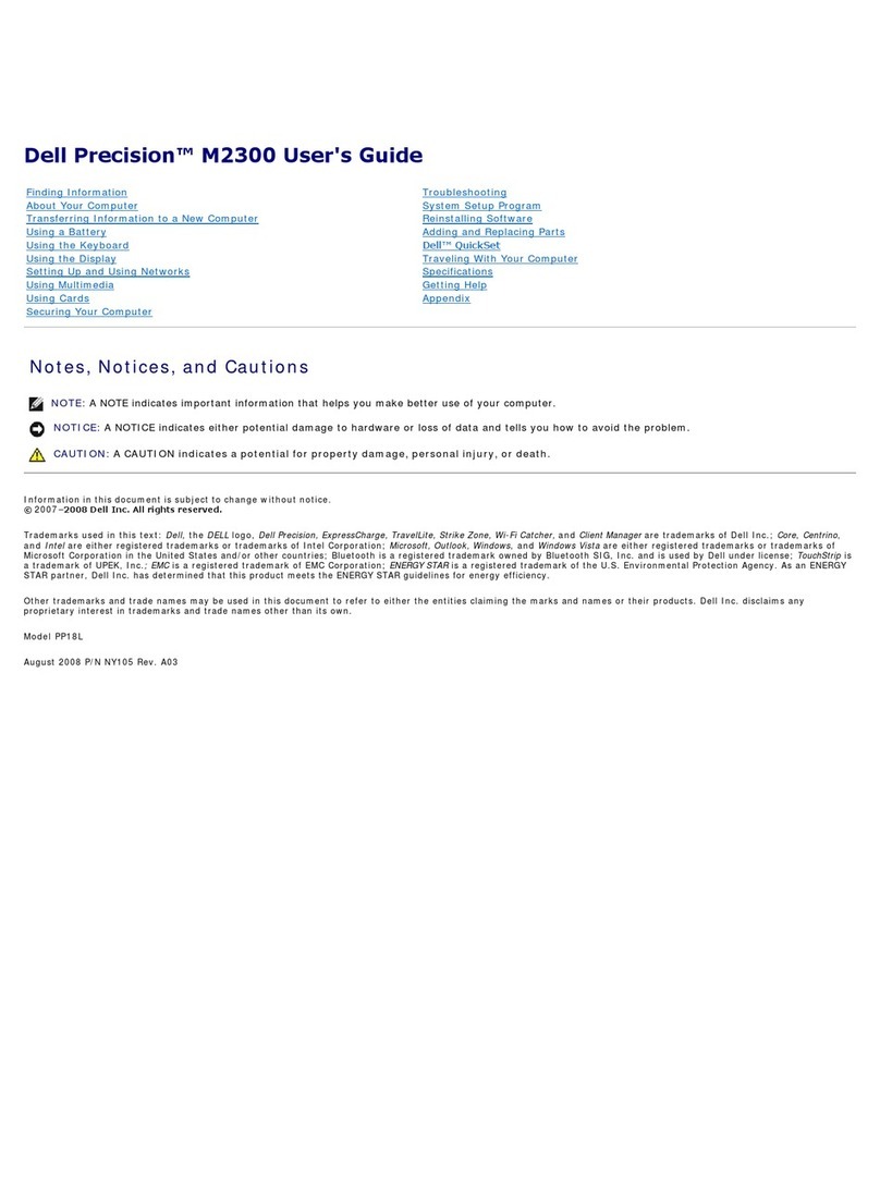 Dell Precision M2300 User manual Dell Precision M2300 User manual