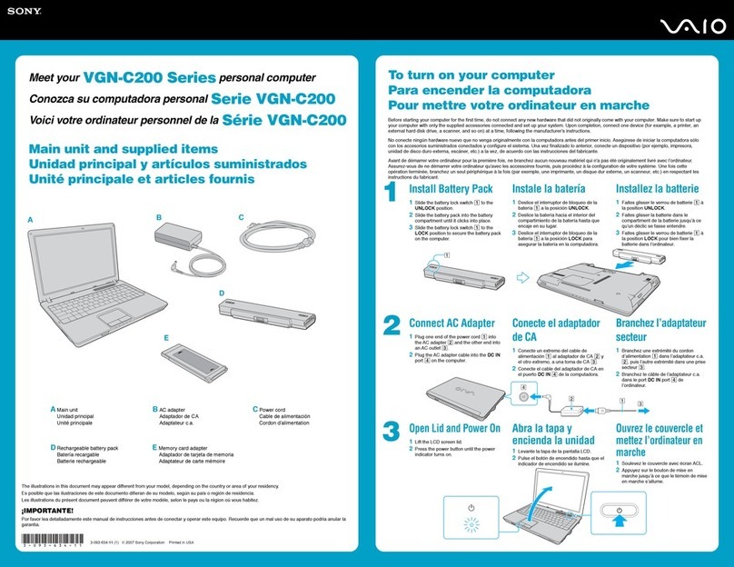 Sony Vaio VGN-C290E quick start guide