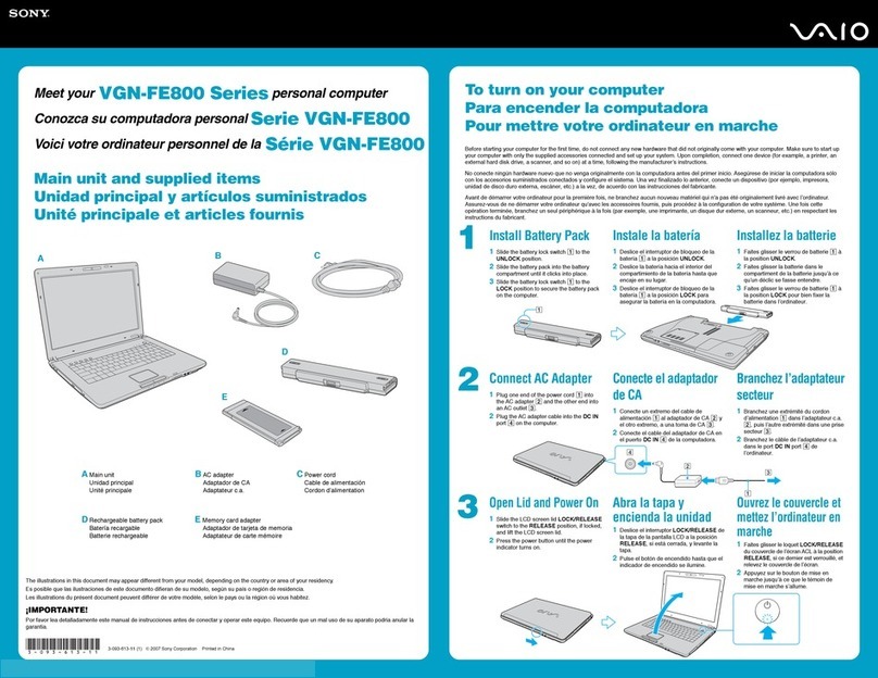 Sony VGN-FE800 Series quick start guide