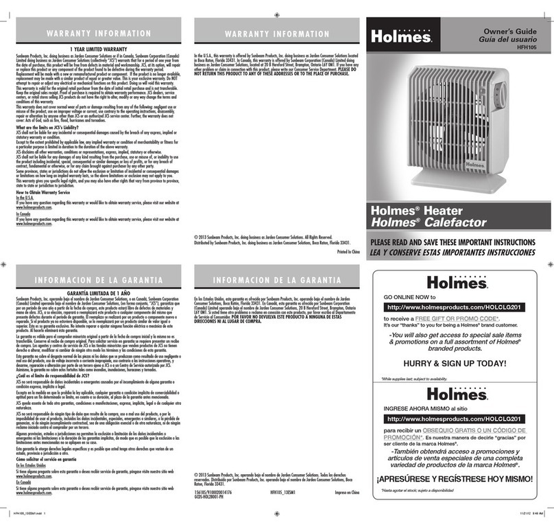 Holmes HFH105 owner's guide