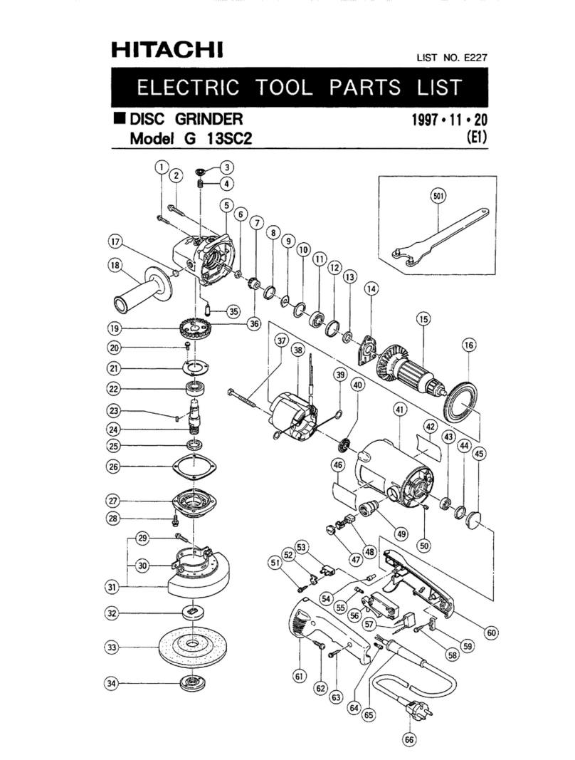 Hitachi G13SC2 - 125mm Grinder 1200W Back Handle... parts list