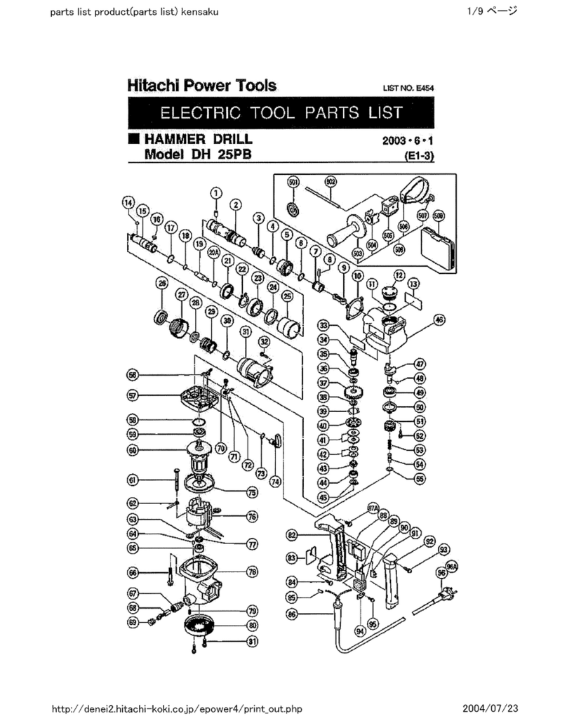Hitachi DH25PB - 31/32" SDS-plus Shank Rotary Hammer User manual