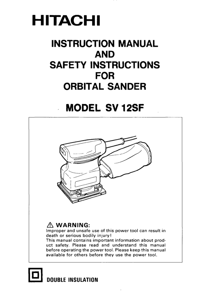 Hitachi SV12SF - 4-3/8" Palm Grip Orbitalsander 1.4Amp 28... instruction manual