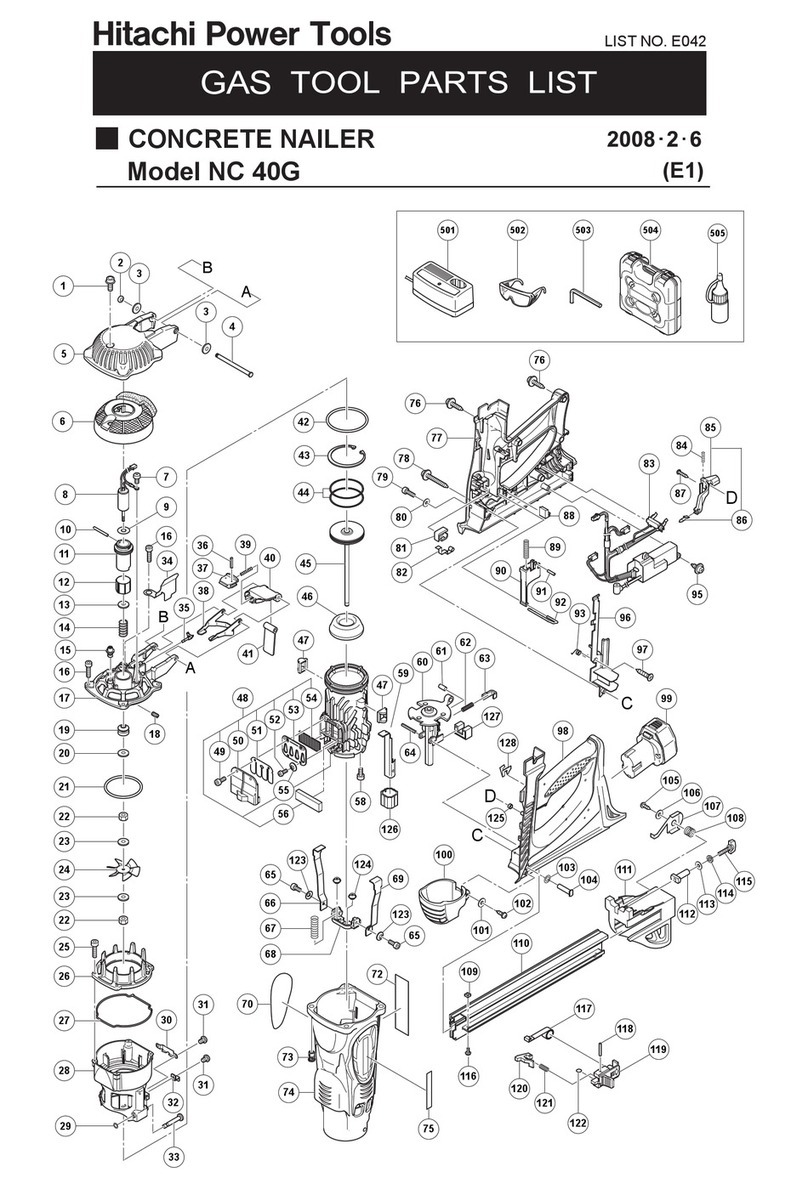 Hitachi NC40G - 1 1/2" Concrete Nailer parts list