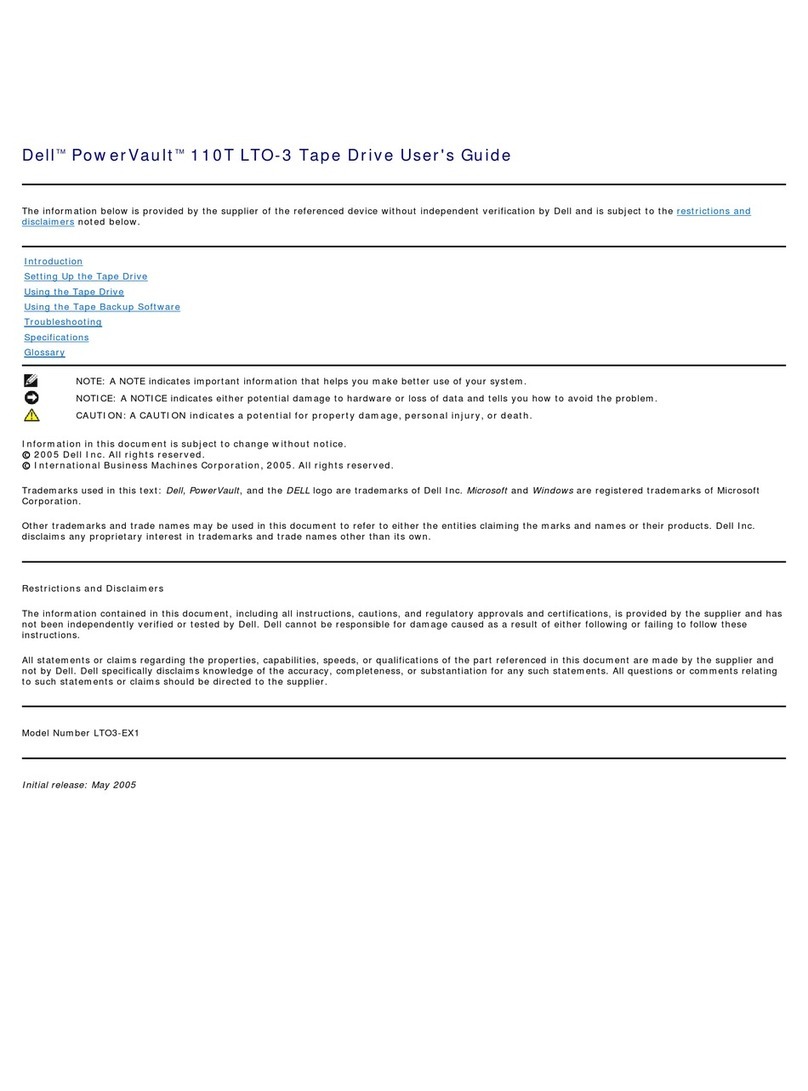 Dell PowerVault 110T LTO3 User manual Dell PowerVault 110T LTO3 User manual