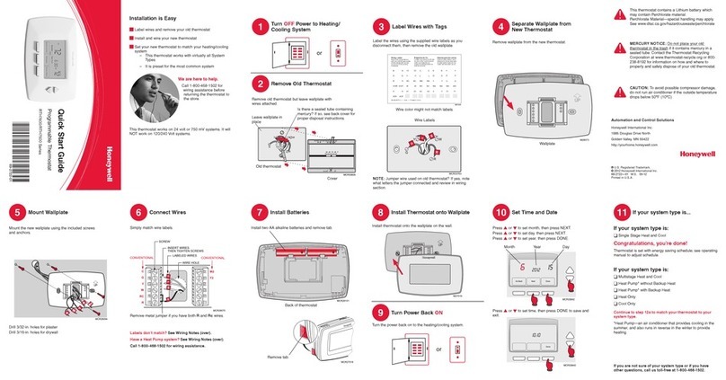 Honeywell YRTH7500D1009 - 5 Day Program Thermostat User manual Honeywell YRTH7500D1009 - 5 Day Program Thermostat User manual