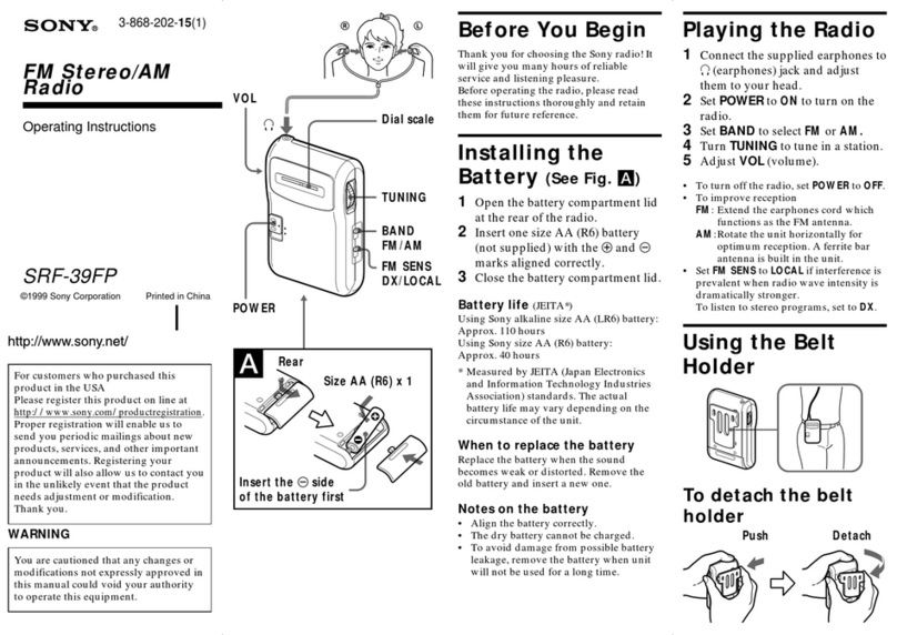 Sony SRF-39FP operating instructions