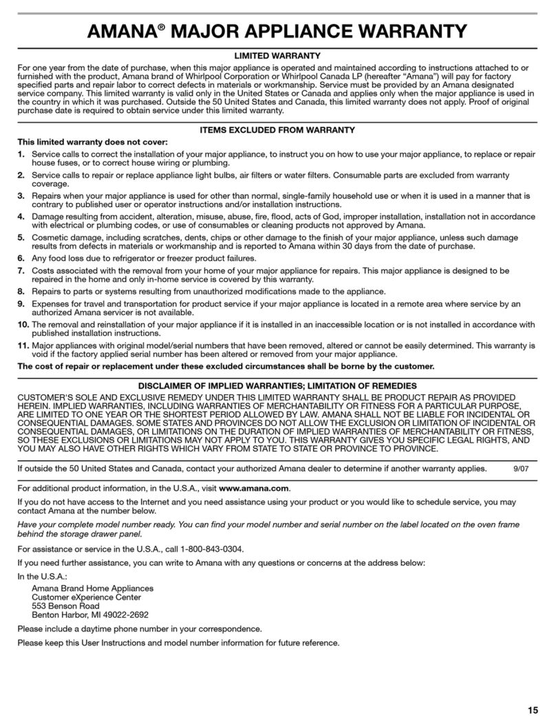 Amana ACR4530BA Use and maintenance manual