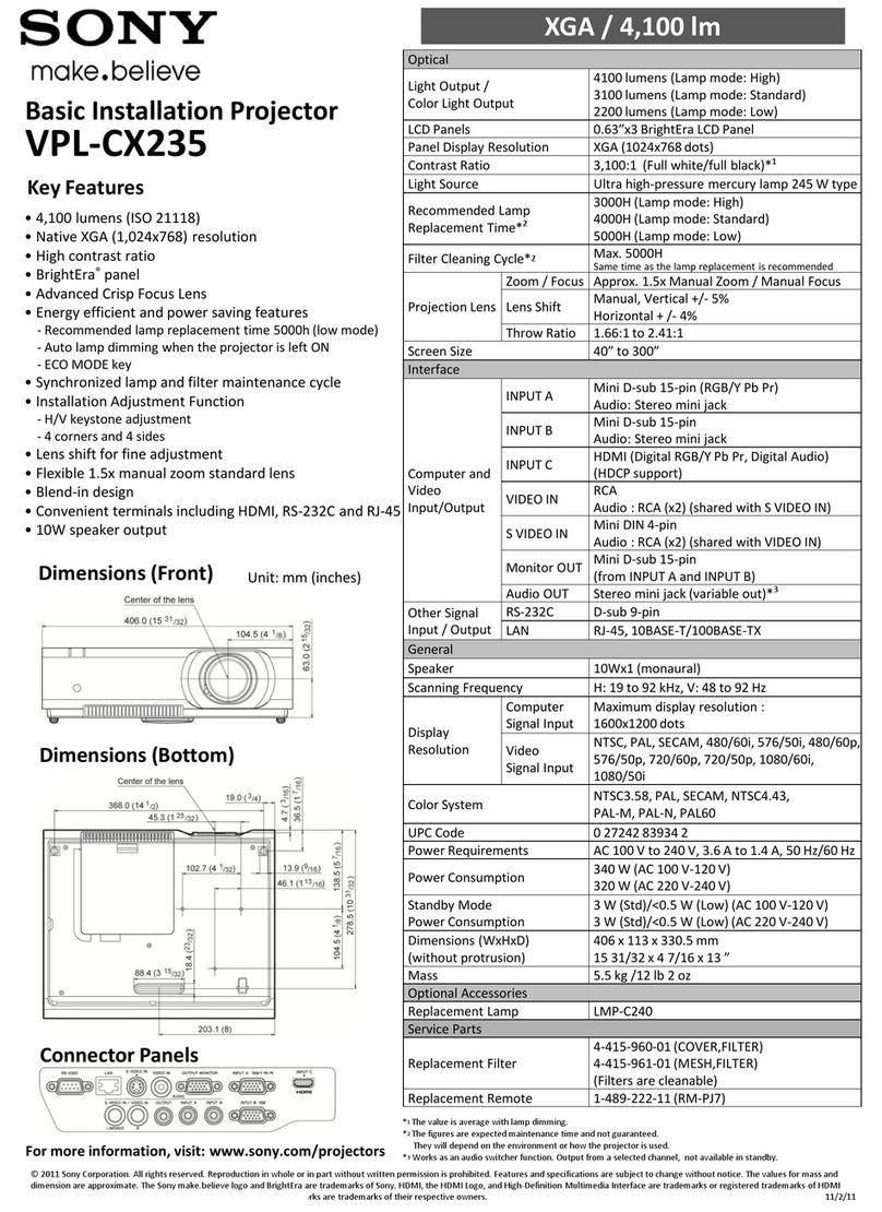 Sony VPL-CX235 Specifications
