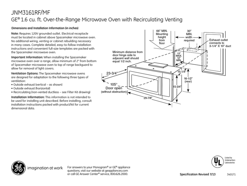 GE JNM3161RFSS Operating manual
