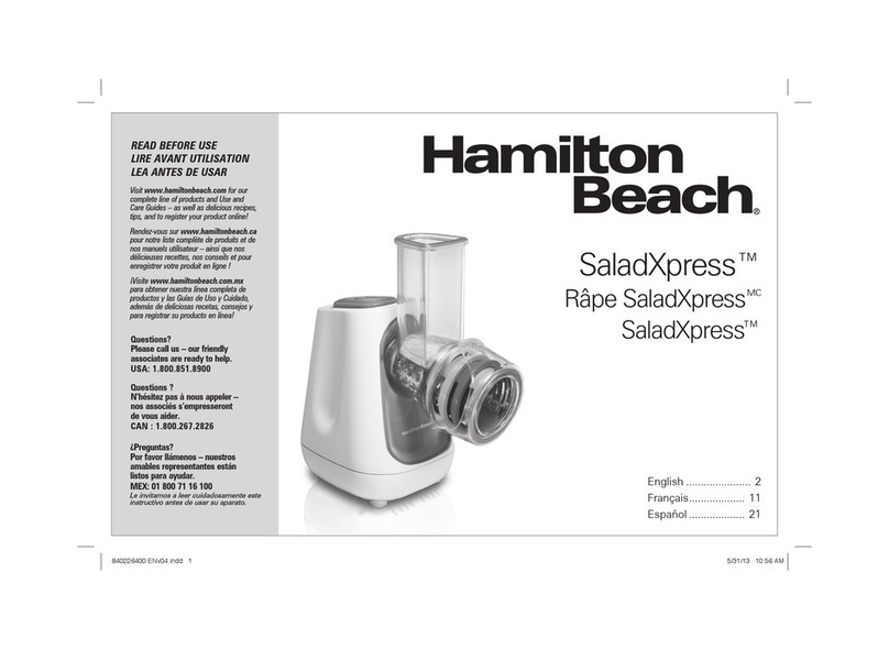 Hamilton Beach SaladXpress 70950 Owner's manual