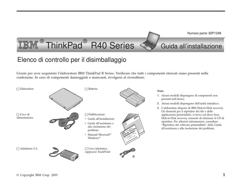 Lenovo THINKPAD R40 Setup guide