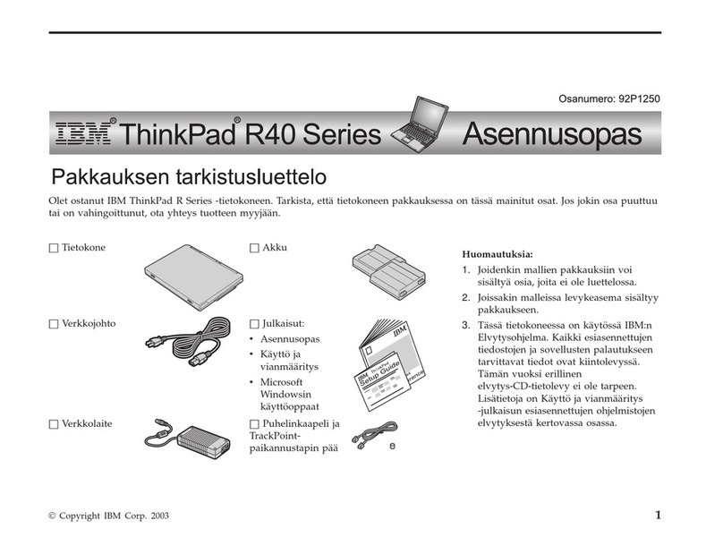 Lenovo THINKPAD R40 Setup guide