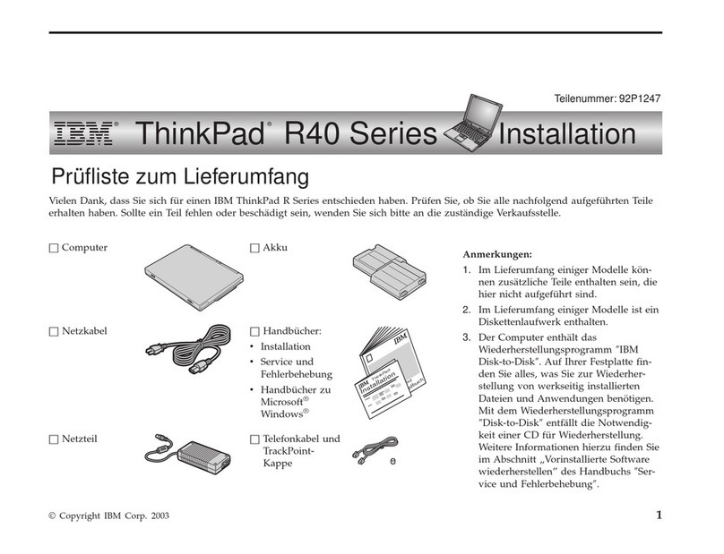 Lenovo THINKPAD R40 User manual