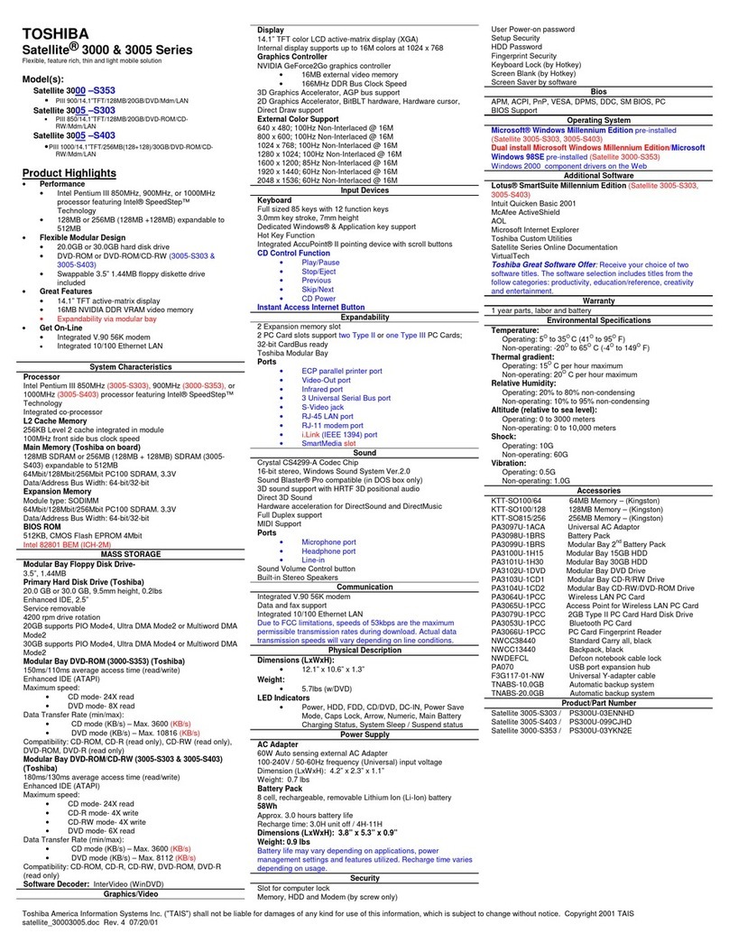 Toshiba Satellite 3000-S353 User manual