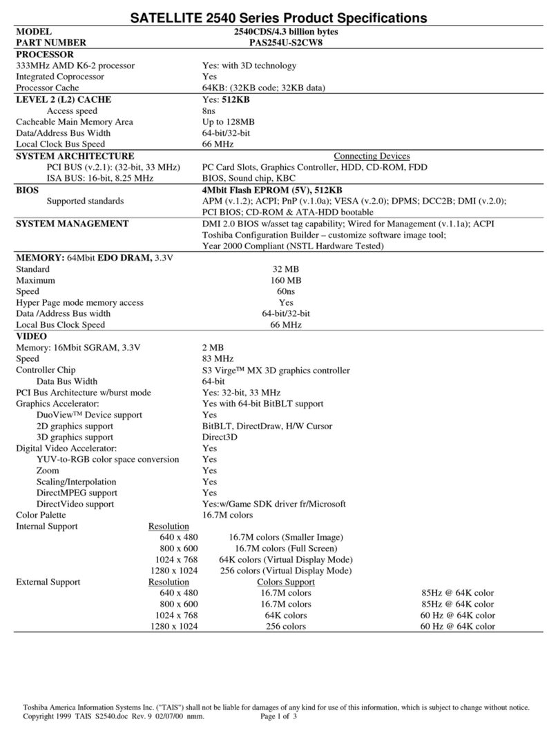 Toshiba Satellite 2540CDS User manual