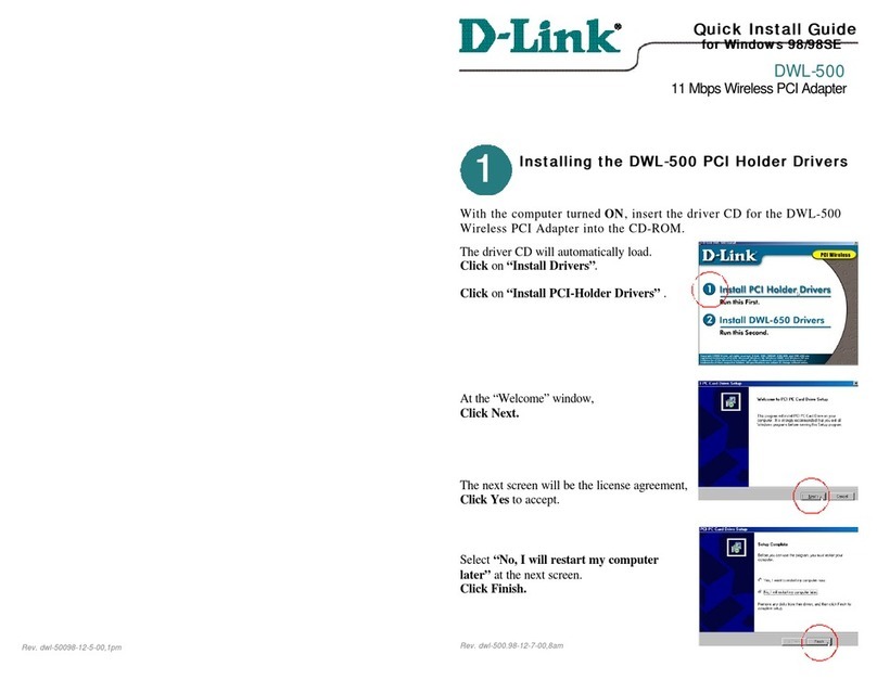 D-Link DWL-500 - 11Mb Wireless LAN PCI Network Card User manual