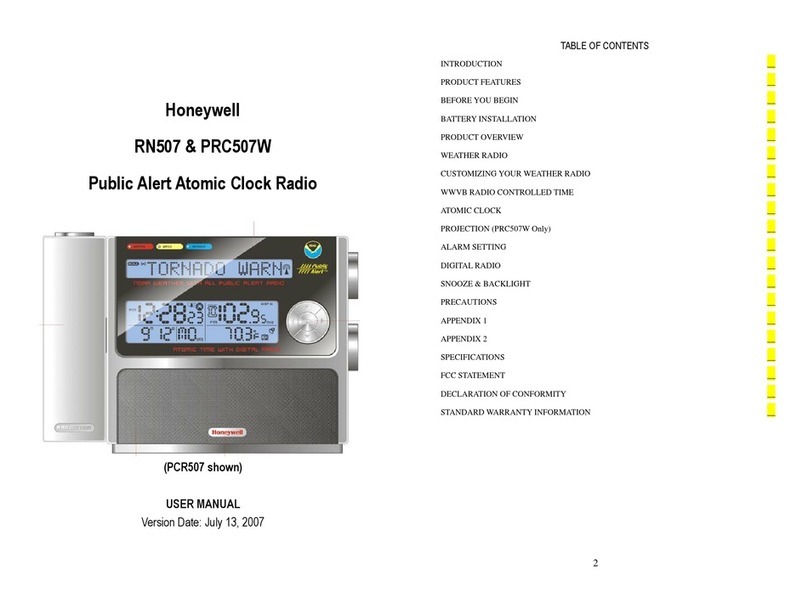 Honeywell PCR507W - NOAA Weather Alert/All Hazard S.A.M.E FM... user manual