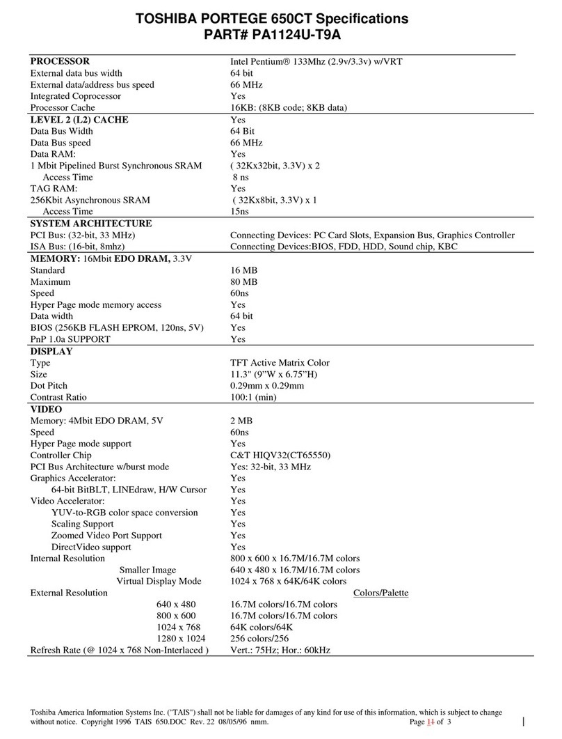 Toshiba PORTEGE 650CT User manual