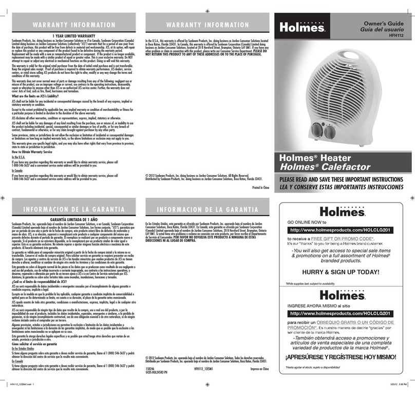 Holmes HFH112 owner's guide