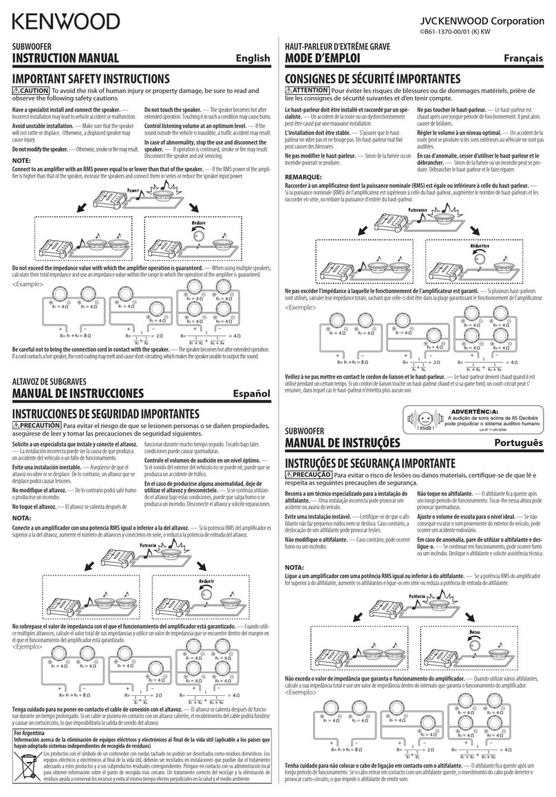 Kenwood KFC-XW10 User manual
