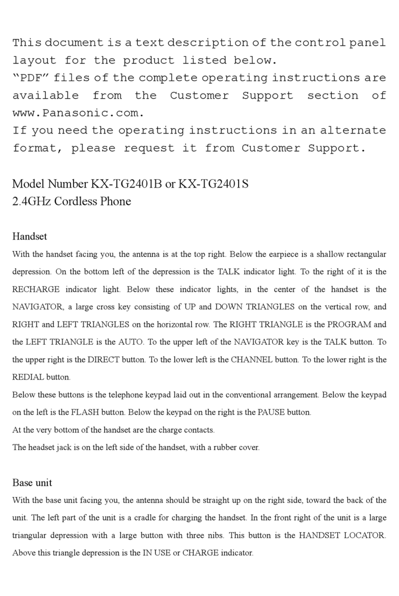 Panasonic KXTG2401B - 2.4 GHZ CORDLES PHON User manual