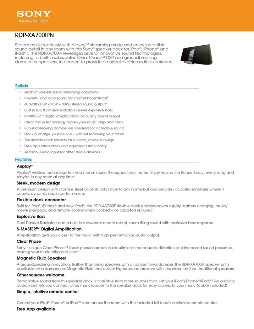 Sony RDP-XA700iPN Specifications
