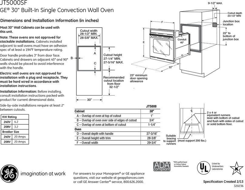 GE JT5000SFSS Dimensions and installation information GE JT5000SFSS Dimensions and installation information