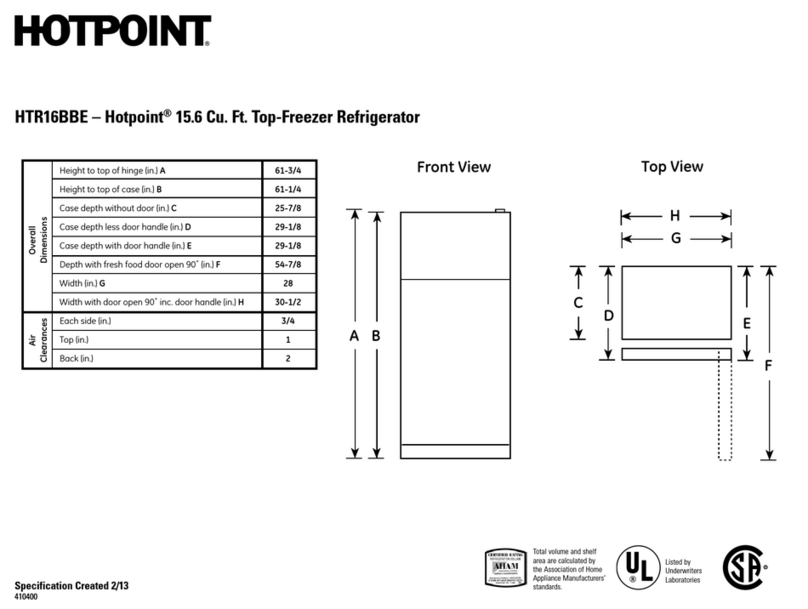 Hotpoint HTR16BBELWW Dimensions and specifications