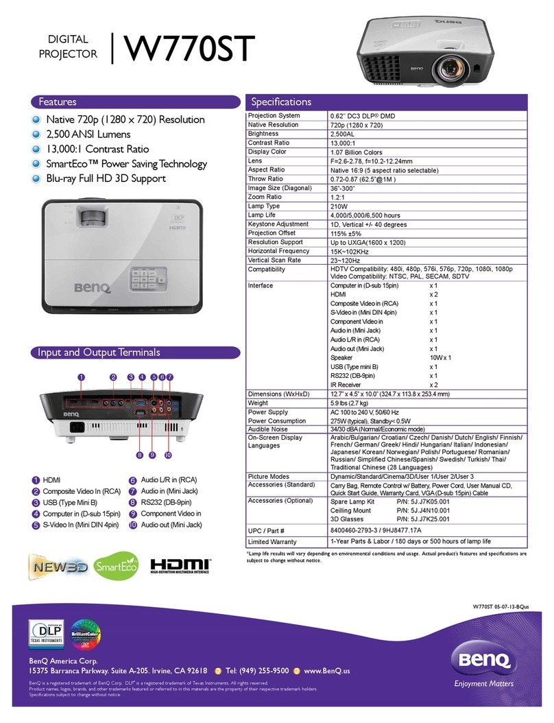 BenQ W770ST Use and maintenance manual