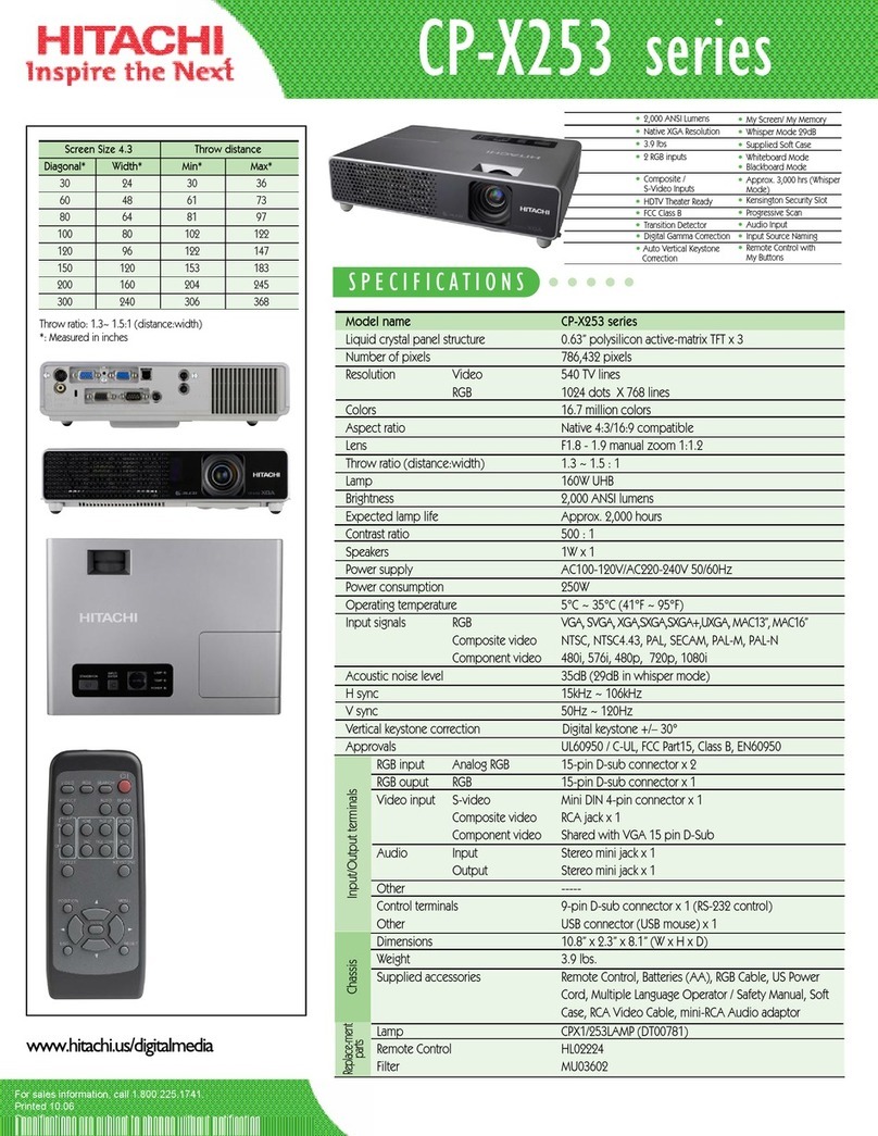 Hitachi X253 - CP XGA LCD Projector User manual Hitachi X253 - CP XGA LCD Projector User manual