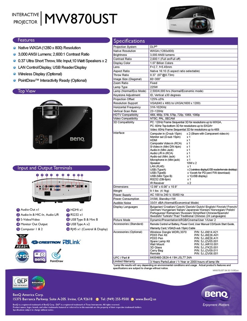 BenQ MW870UST Use and maintenance manual BenQ MW870UST Use and maintenance manual