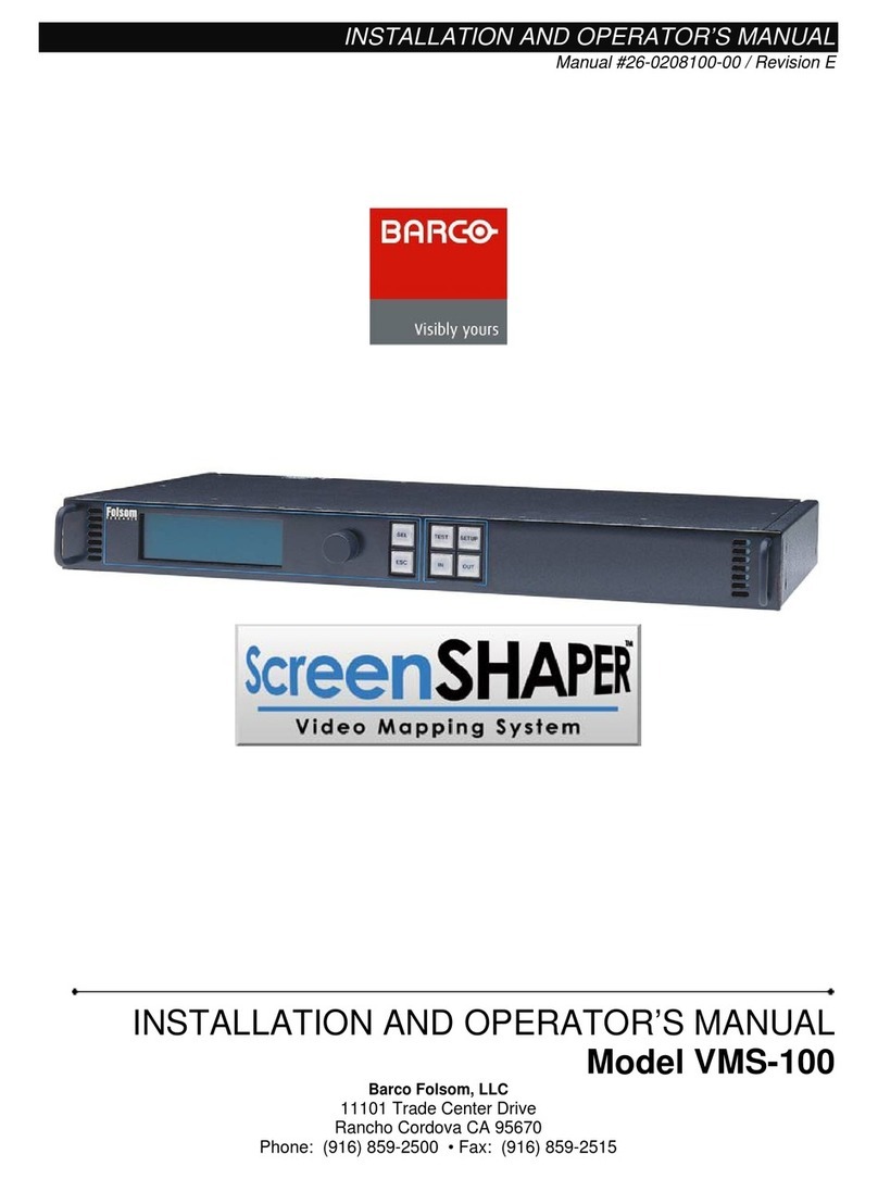 Barco ScreenShaper VMS-100 Installation and operator's manual