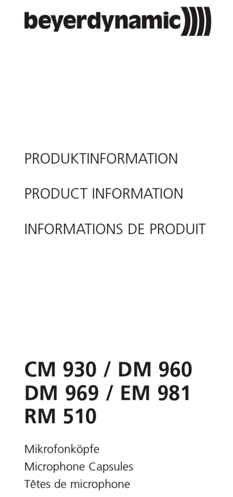 Beyerdynamic CM 930 User manual
