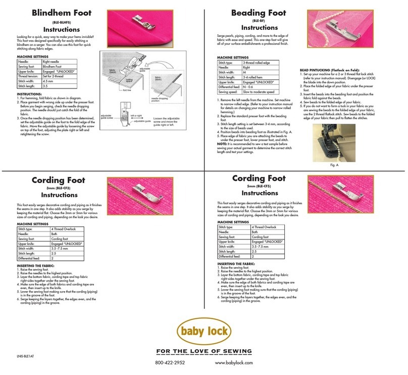 Baby Lock BLE sERIES instructions