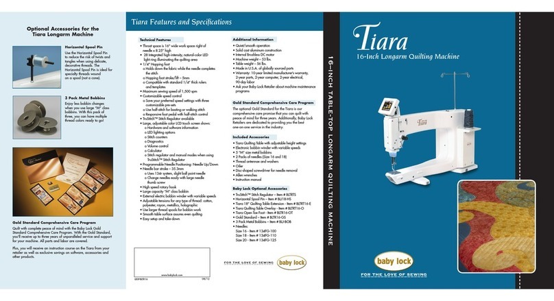 Baby Lock Tiara Features and specifications Baby Lock Tiara Features and specifications