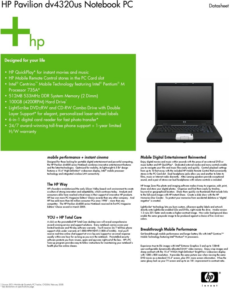 HP Pavilion dv4320us User manual