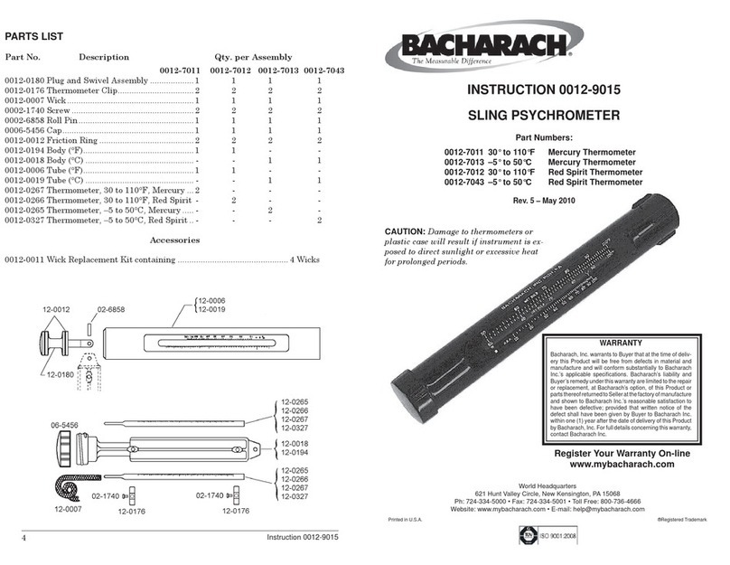 Bacharach SLING PSYCHROMETER Instruction