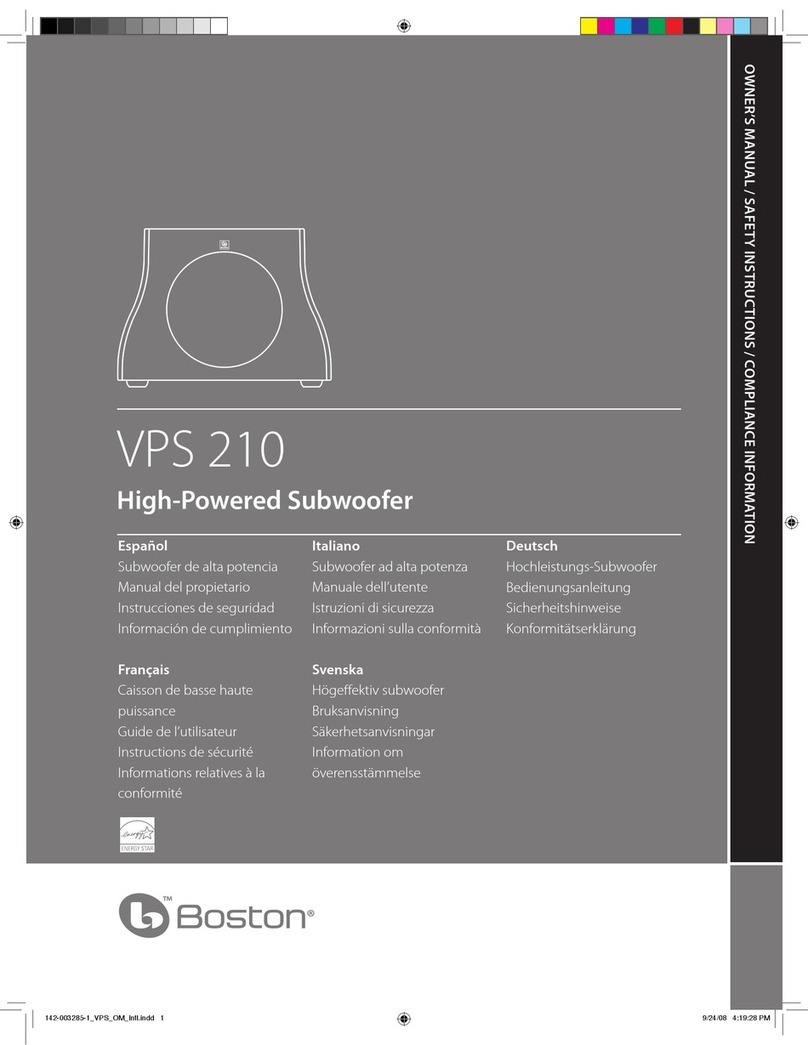 Boston Acoustics VPS 210 Owner's manual/safety instructions/compliance information
