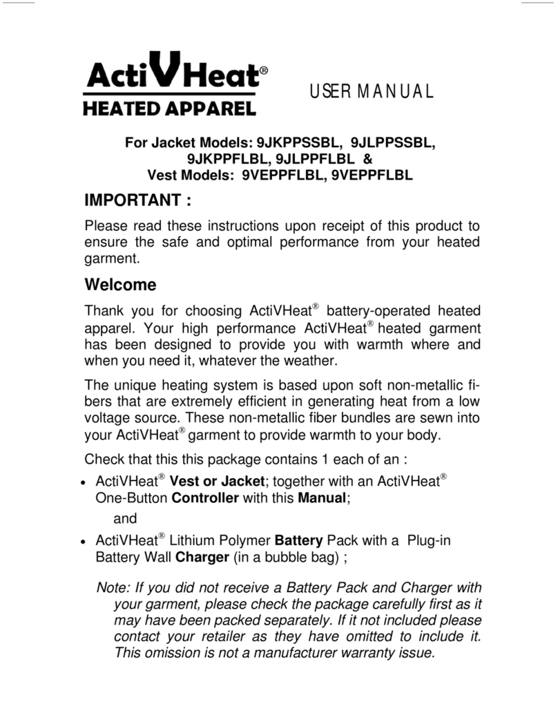 ActiVHeat HEATED APPAREL user manual