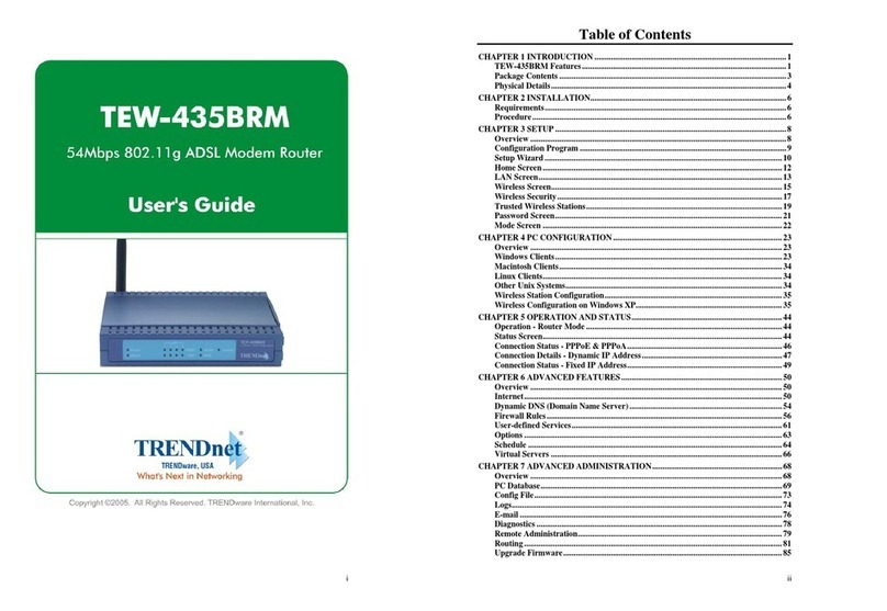 TRENDnet TEW-435BRM - 54MBPS 802.11G Adsl Firewall M user guide