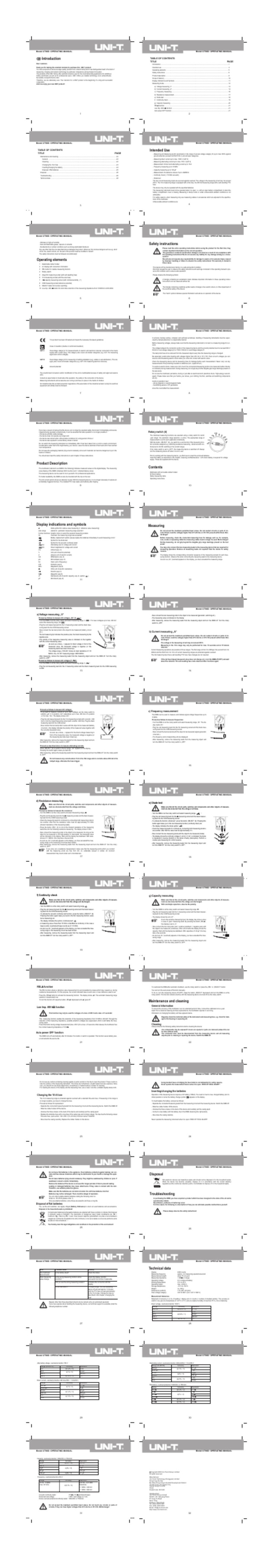 Unit UT90D operating manual