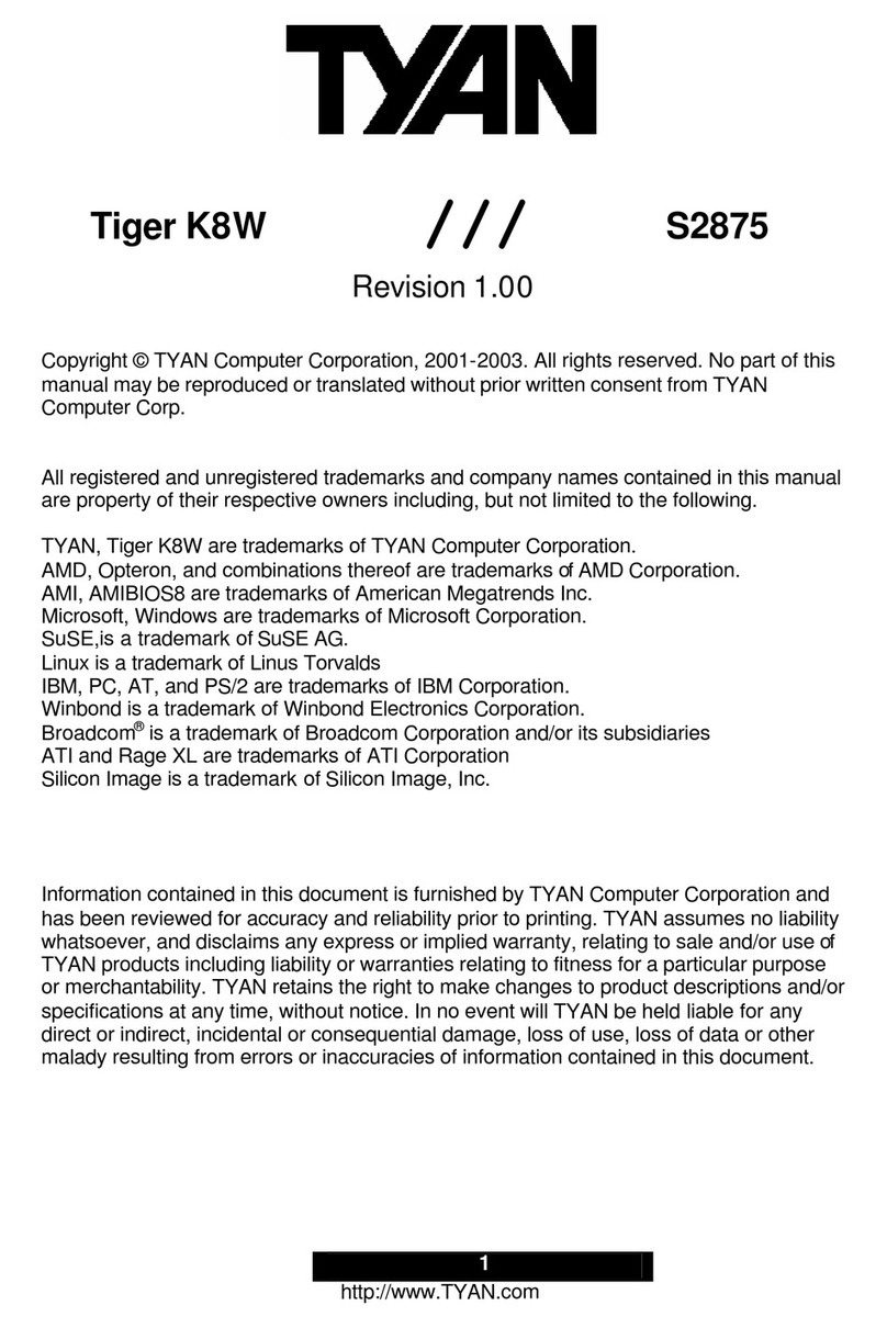 TYAN Tiger K8W S2875 User manual