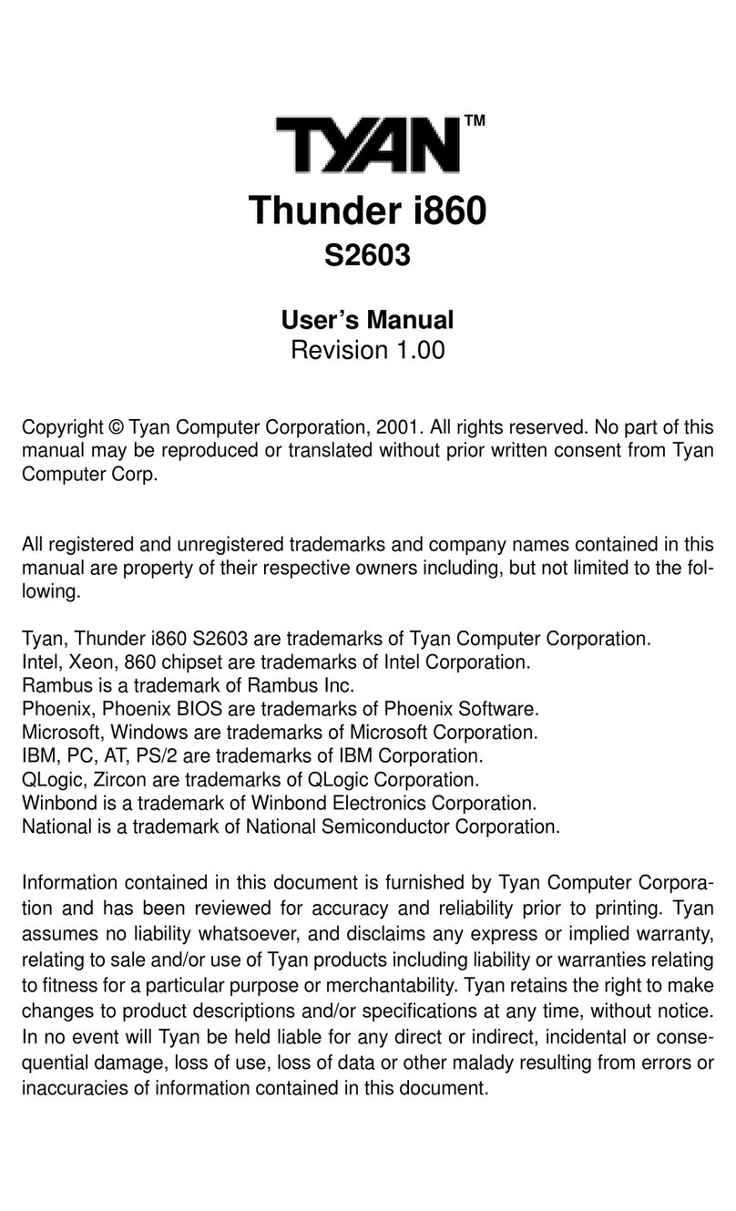 TYAN Thunder i860 S2603 User manual