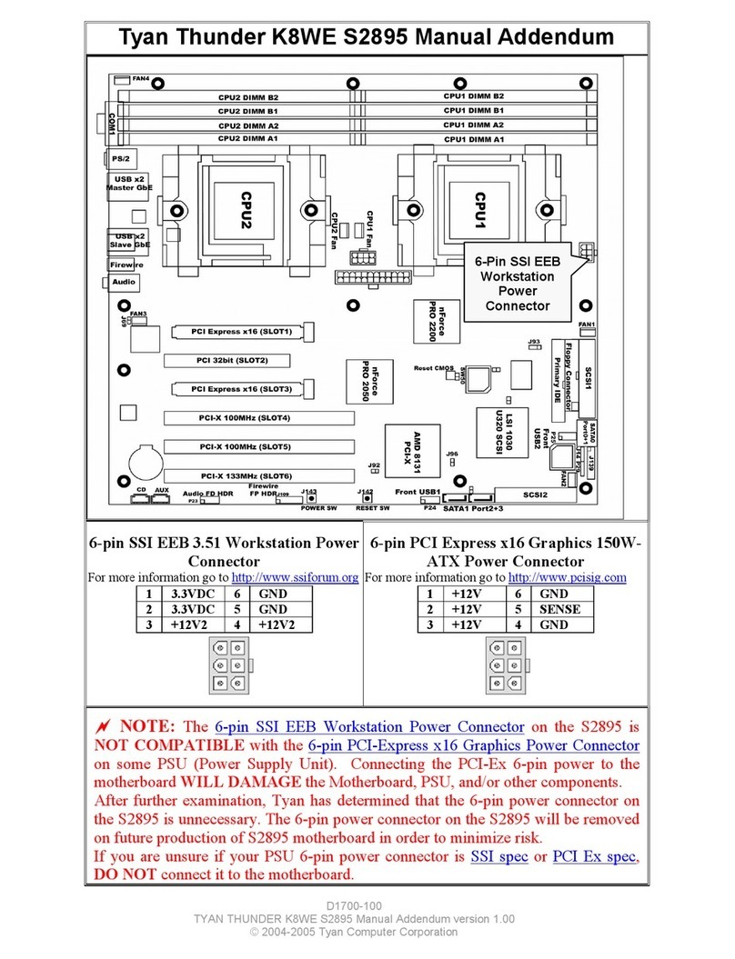 TYAN Thunder K8WE S2895 Installation and operating instructions