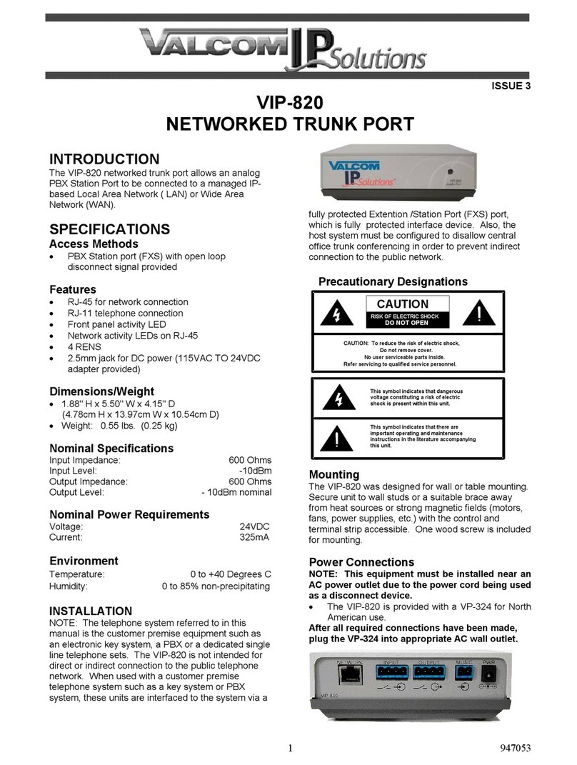 Valcom IP Solutions VIP-820 user guide