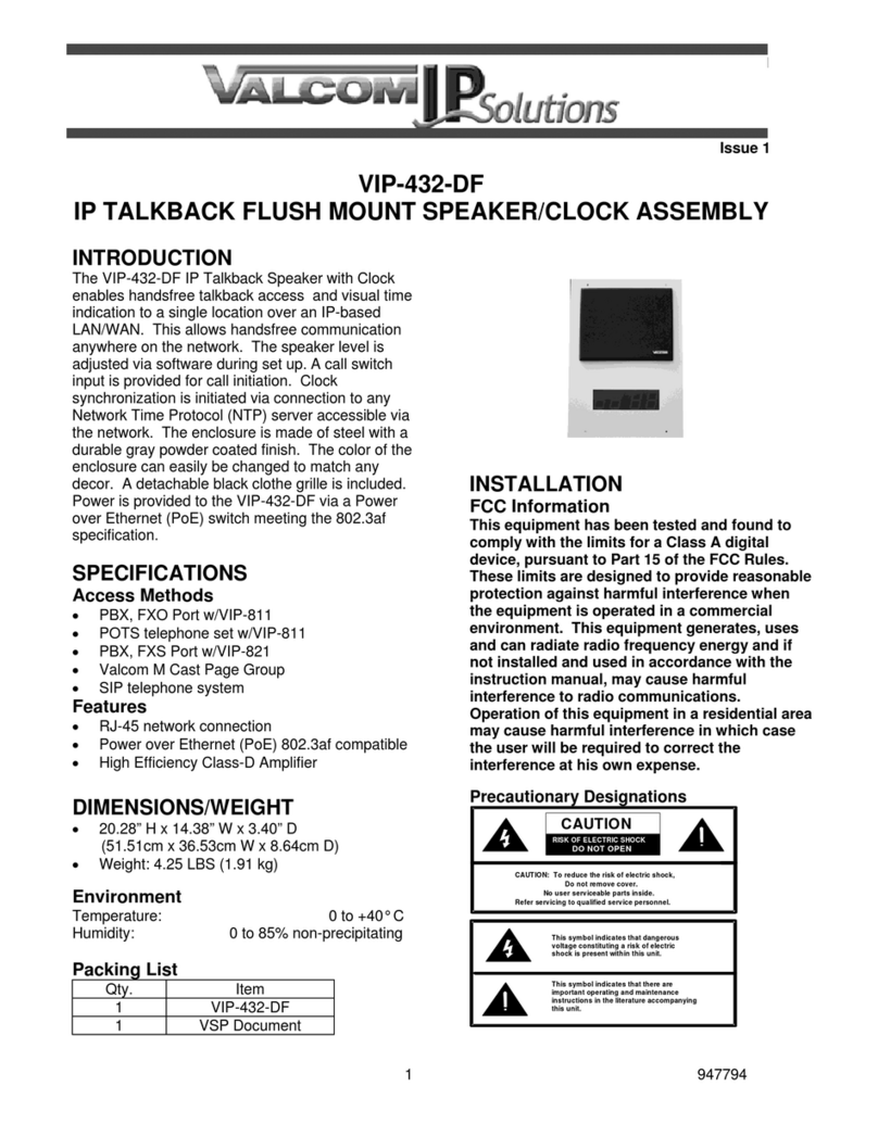 Valcom IP Solutions VIP-432-DF User manual