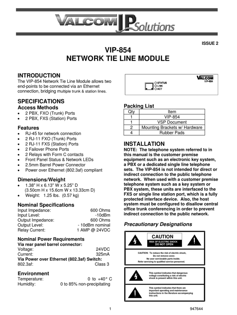 Valcom IP Solutions VIP-854 user guide