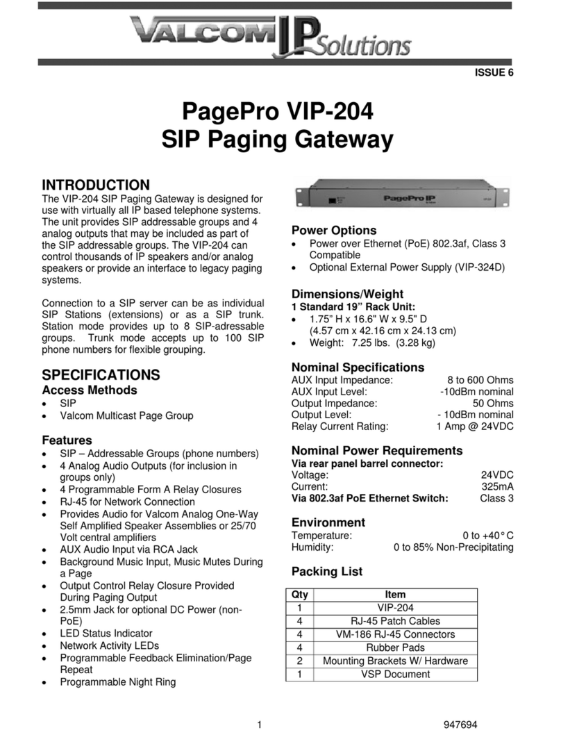 Valcom IP Solutions PagePro VIP-204 User manual