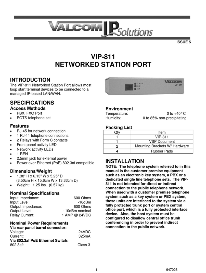 Valcom IP Solutions VIP-811 user guide